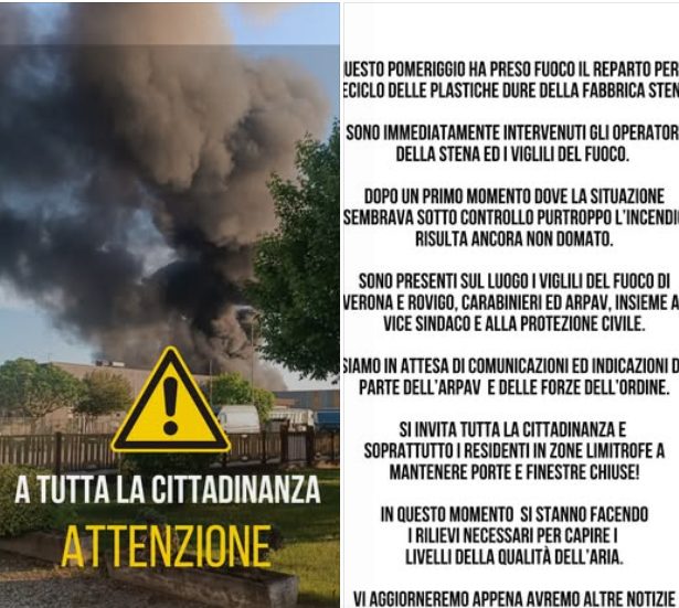 Incendio, avviso