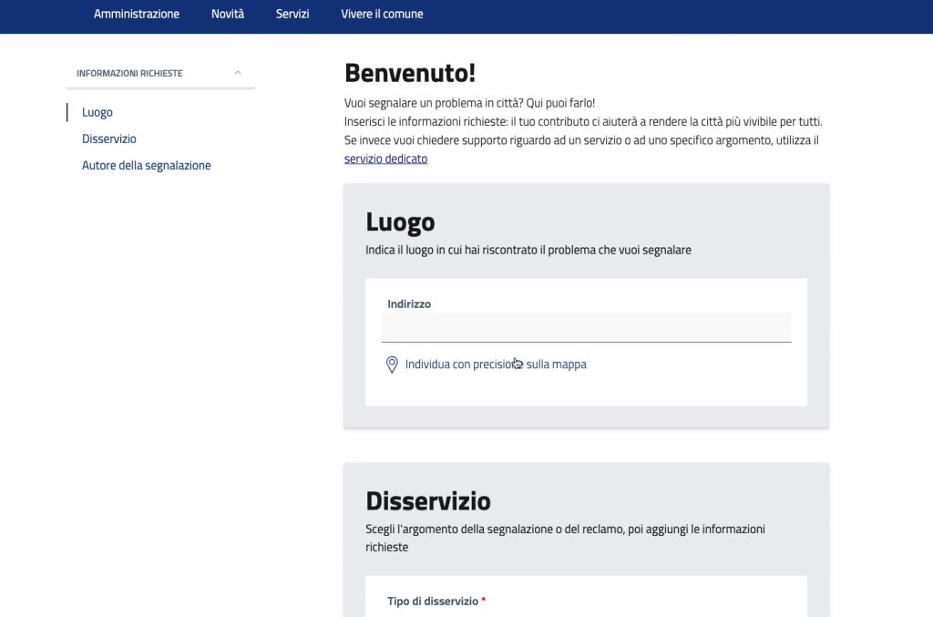 Segnalazione di disservizio online