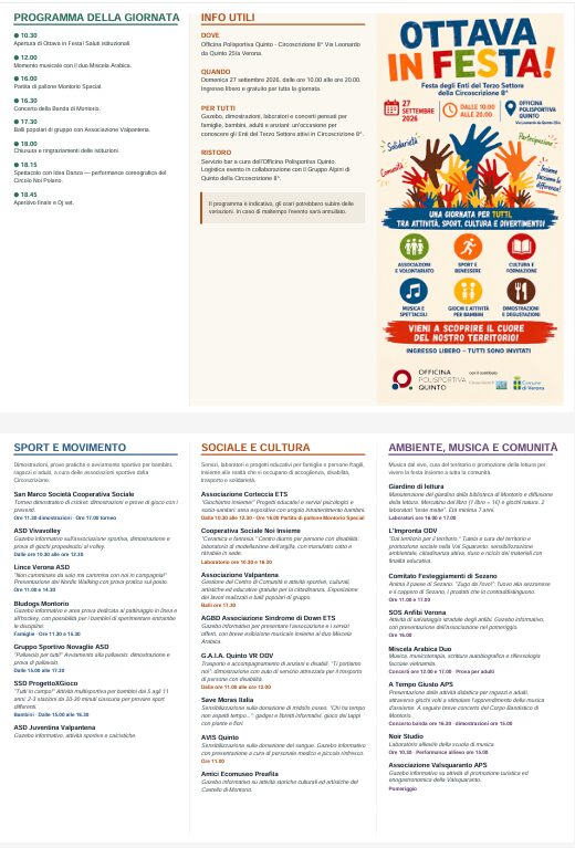 programma Ottava in festa